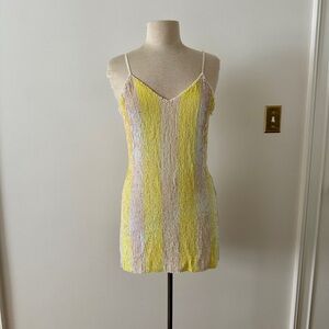 Retrofete Yellow and White Striped Mini Dress